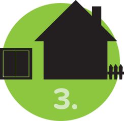 An icon of a storage unit next to a home with the number 3