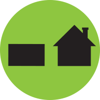 A black box and house icon